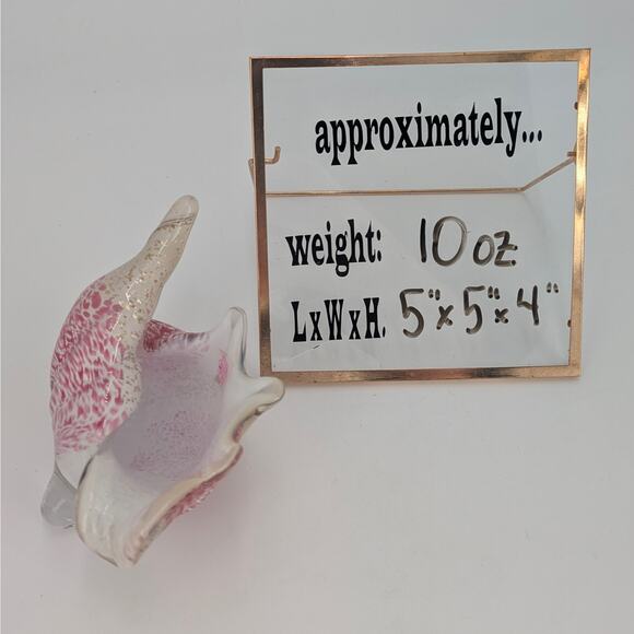 Hand Blown Glass Sea Shell Iris Bohemia Art Glass Czech Republic Pink Gold Coast - Picture 10 of 12